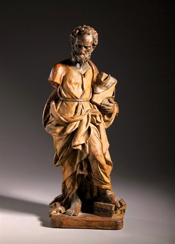 "Saint Pierre"  Sculpture en bronze et terre cuite